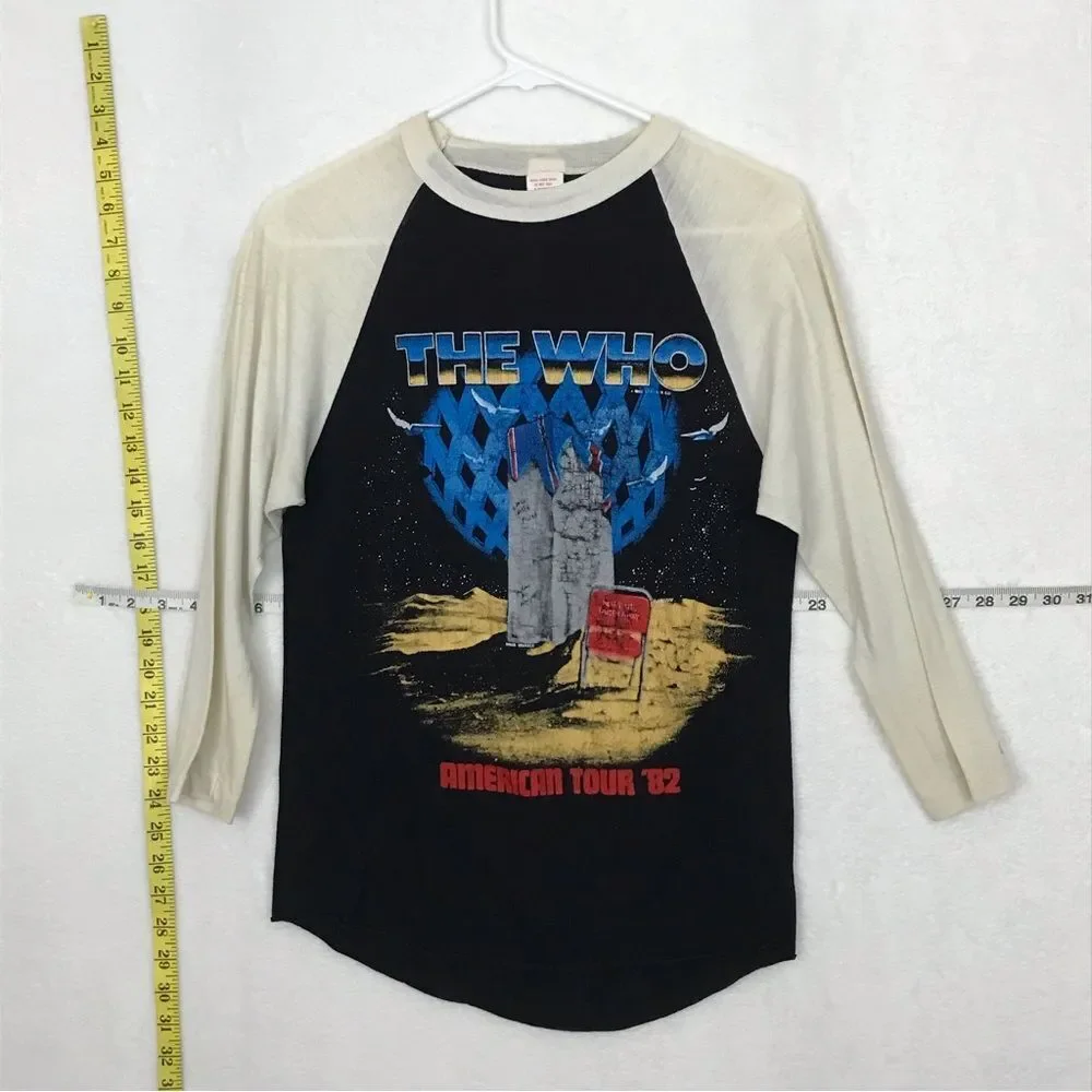 Vintage 80s The Who Long Sleeve Black Tee Tshirt Men Sz M 1982 American Tour Top